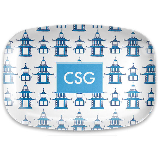 Blue Pagoda Melamine Platter